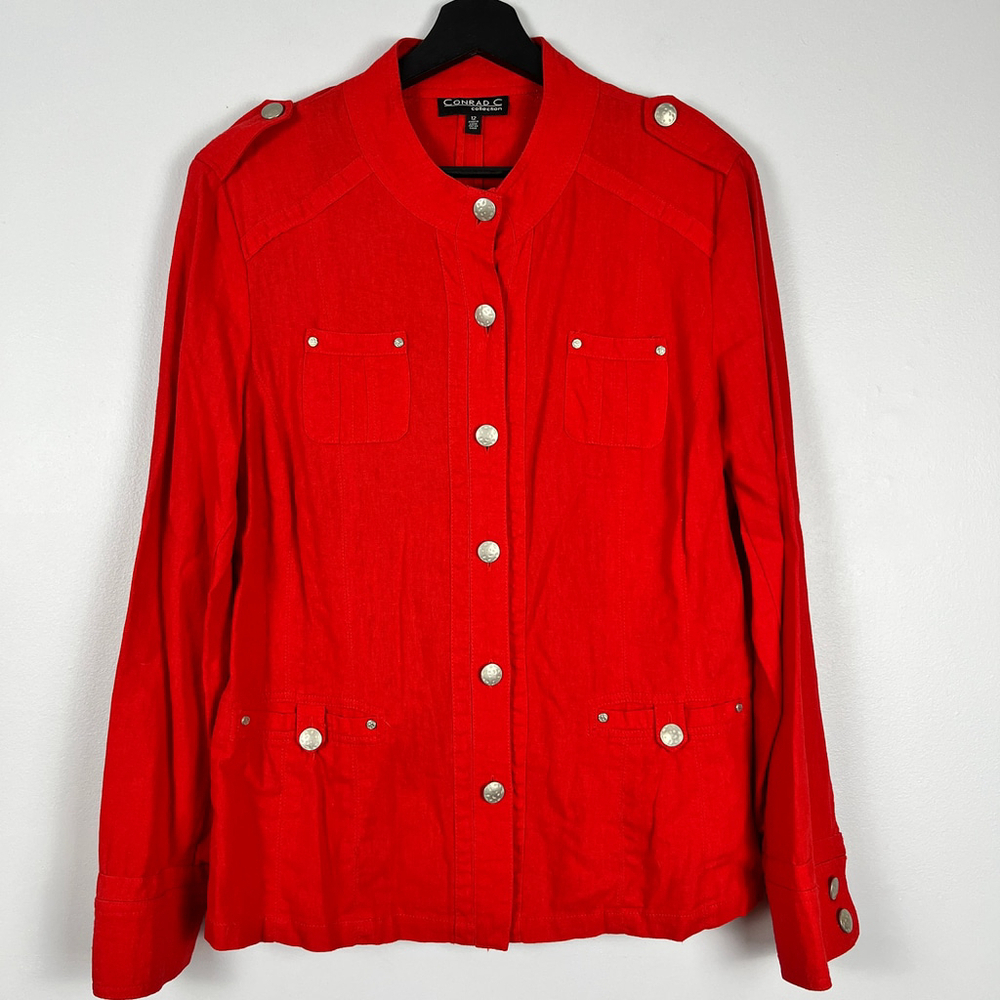 Y2K Conrad C Collection Women lightweight linen blend Jacket Red Size 12